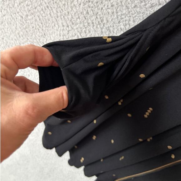 ANTHRO BEL KAZAN Full Zip A Line Dress Womens Small Black Gold Geometric Coverup - Picture 7 of 12